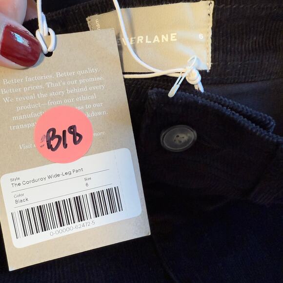 Everlane The Corduroy Wide Leg Pant In Black Size 6 New - Picture 10 of 12